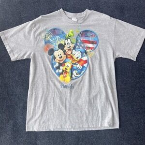 Disney Shirt Mens Extra Large Gray Florida Mickey Mouse Goofy Donald Pluto Tee